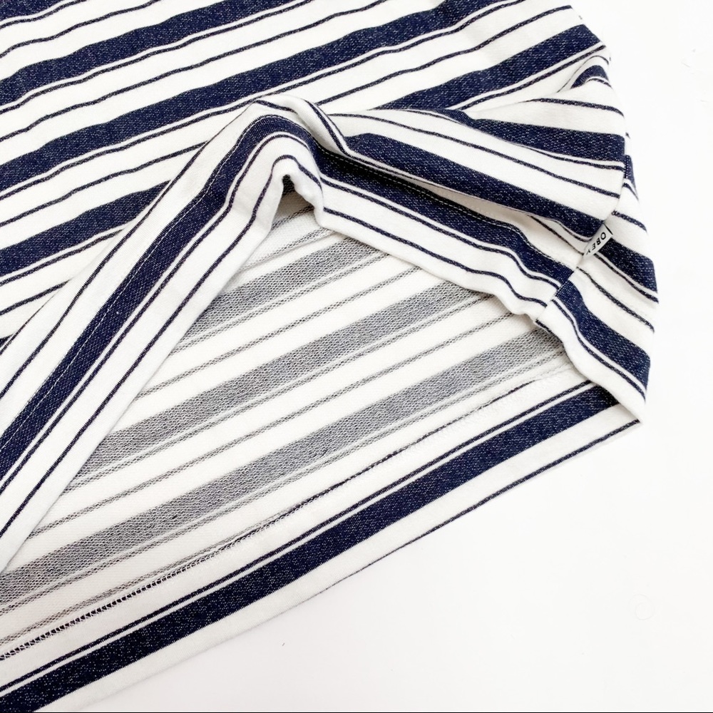 White Navy Blue Striped Long Sleeve Shift Dress - Picture 7 of 10